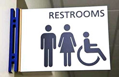 Male and Female emergency Restrooms Sign